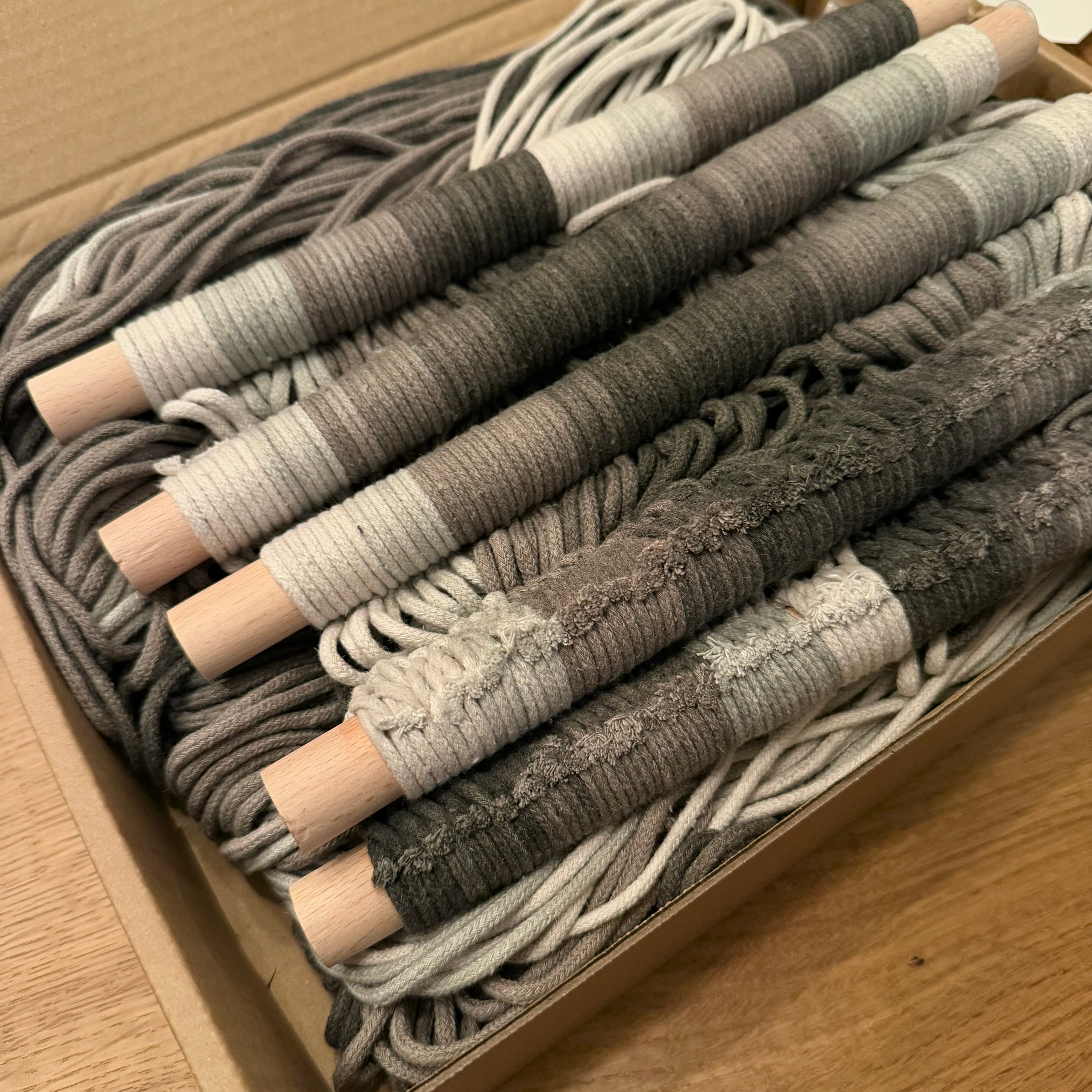 NEW Anthropologie XL Grey Dip Dyed Boho Tapestry Macrame Wall Hanging Art 82x46