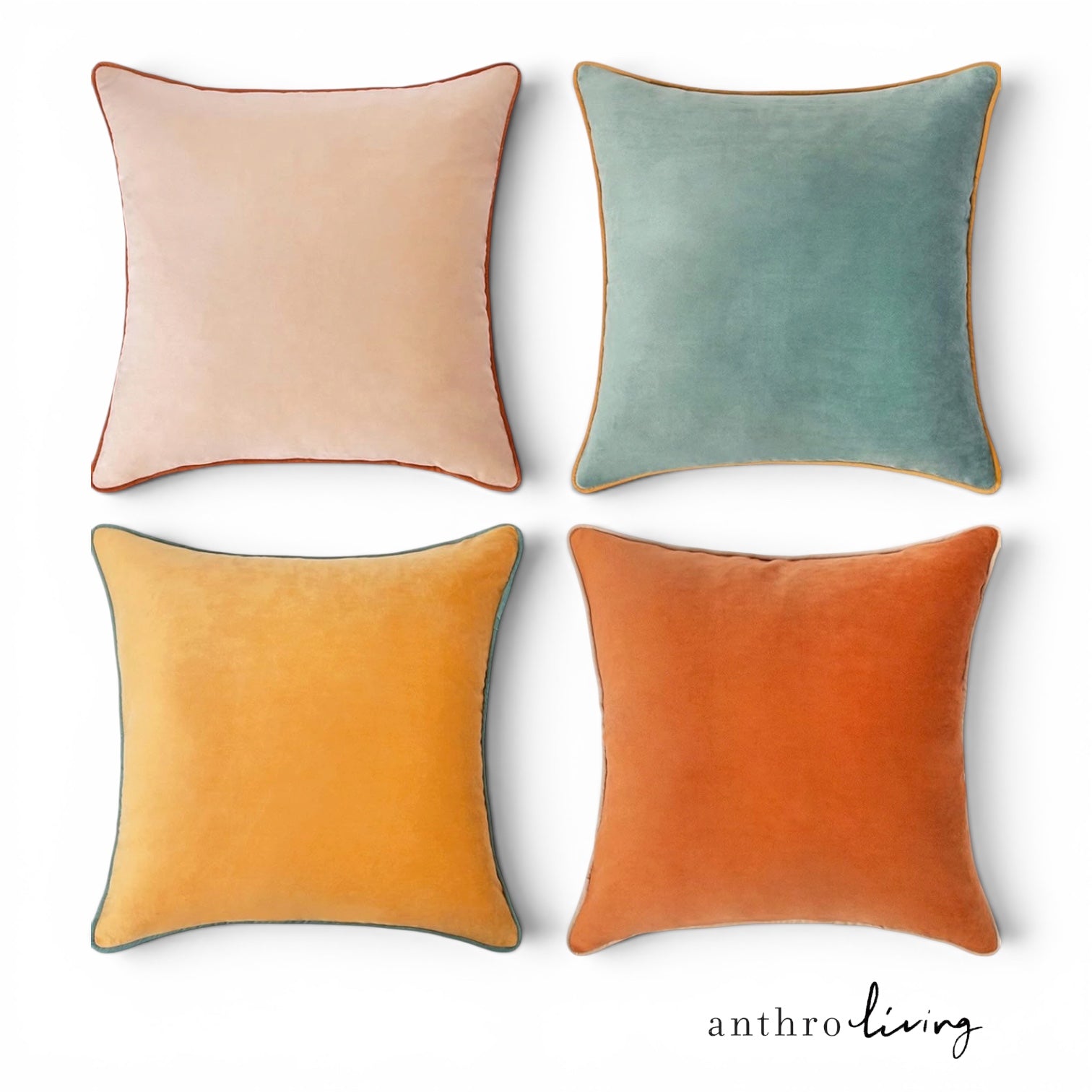 New Anthropologie Boho Velvet Throw Pillow Covers Cushion Cases Set of 4 | 18x18