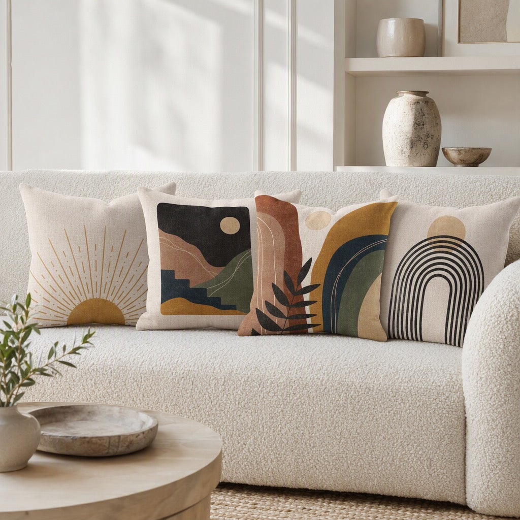 NEW Anthropologie (Set / 4) Boho Abstract Throw Pillow Cover Case Sham 18" x 18"