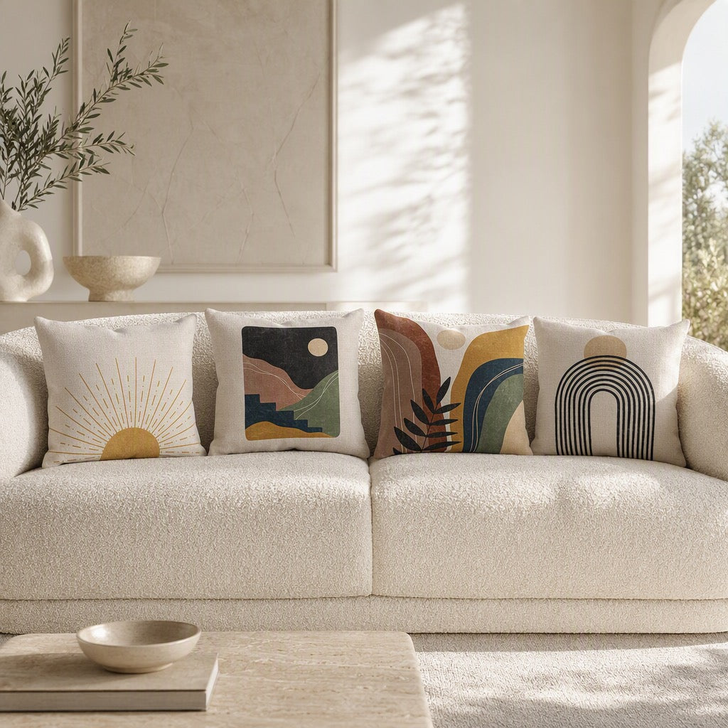 NEW Anthropologie (Set / 4) Boho Abstract Throw Pillow Cover Case Sham 18" x 18"