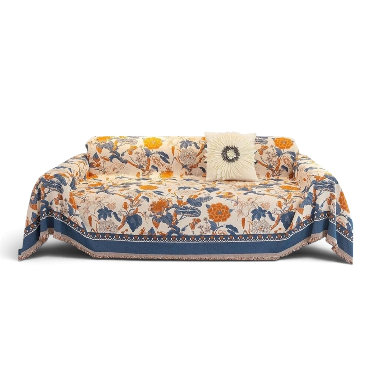 NEW XL Anthropologie Boho Floral Couch Cover Throw Blanket Quilt - 70" x 120"