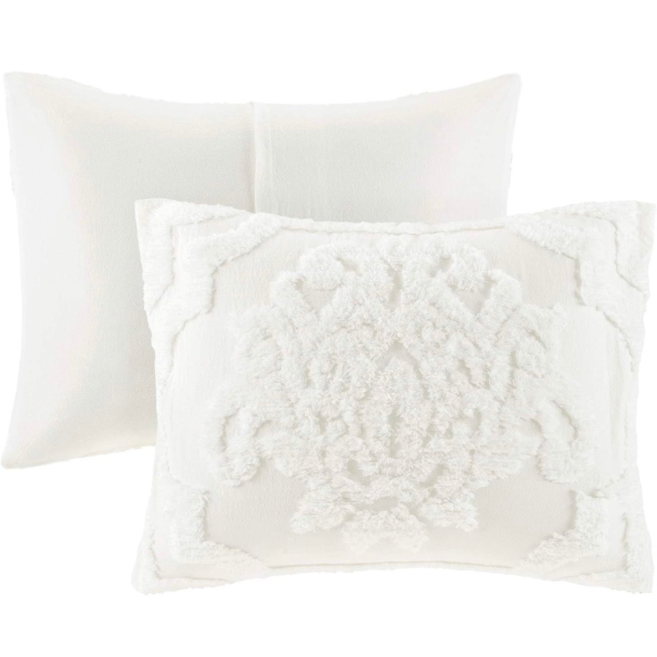 NEW Anthropologie White King Chenille Damask Duvet Bedspread Bedding & Sham Set