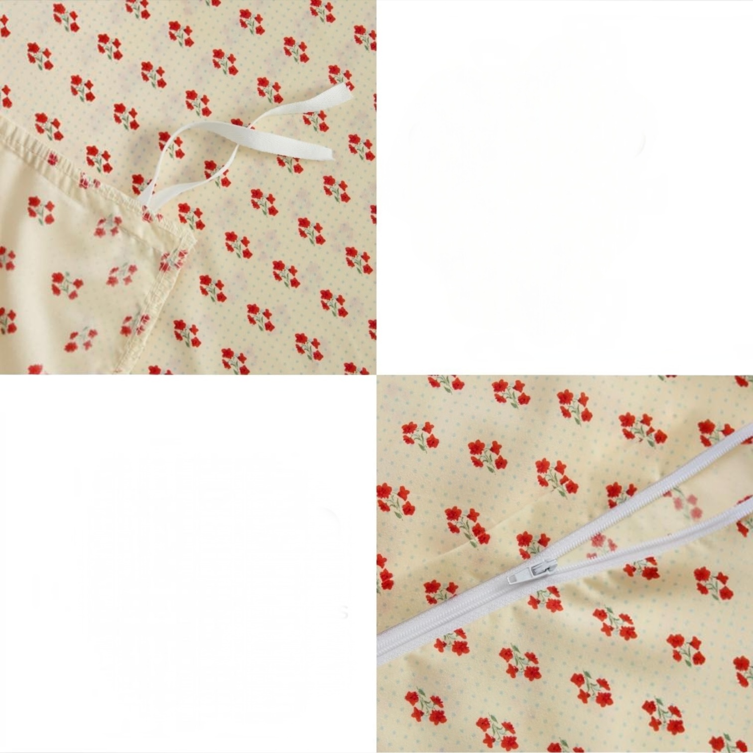 NEW Anthropologie Vintage Red & White Floral Polka Dot Duvet Bedding & Sham Set