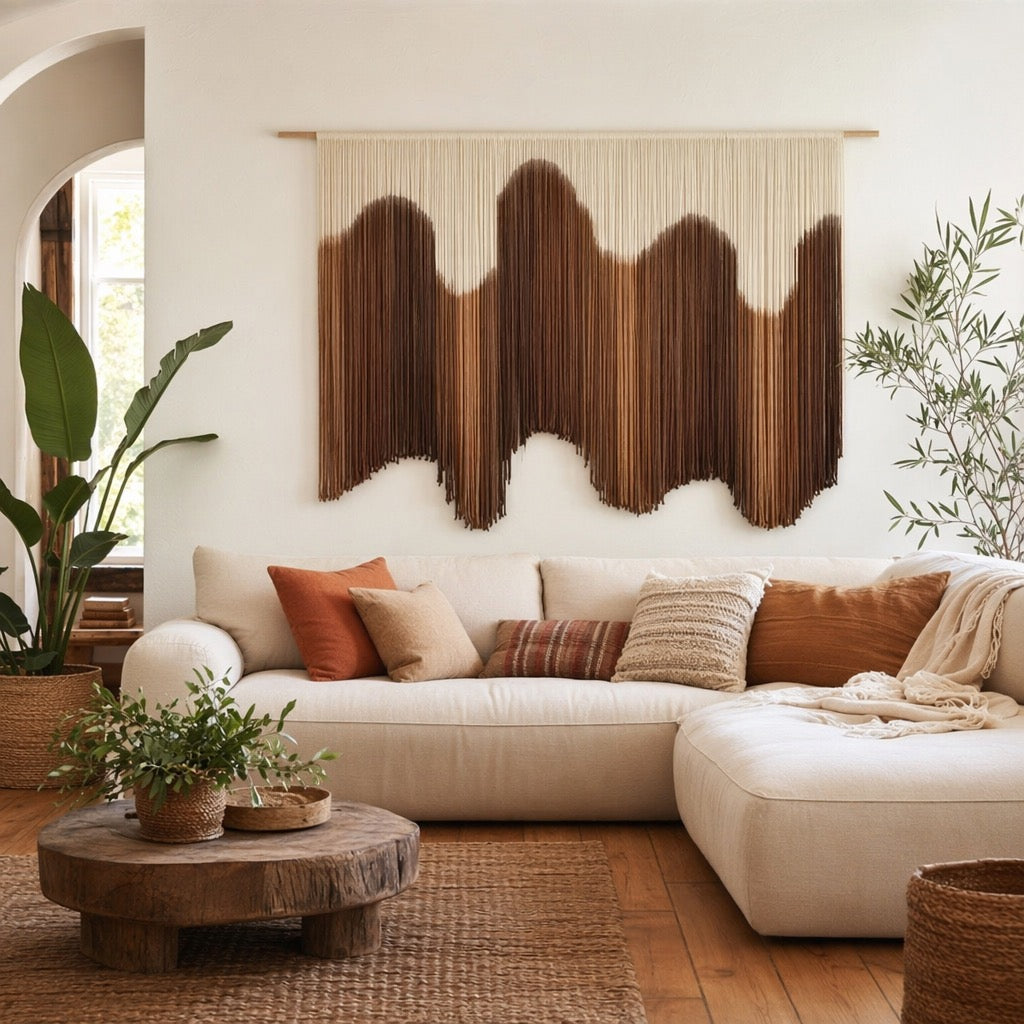 Anthropologie Large XL Boho Tapestry Macrame Woven Dyed Yarn Wall Hanging - 58"