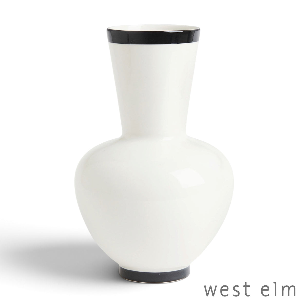 NEW West Elm XL Black & White Large Porcelain Ceramic Flower Vase  Decor - 12"