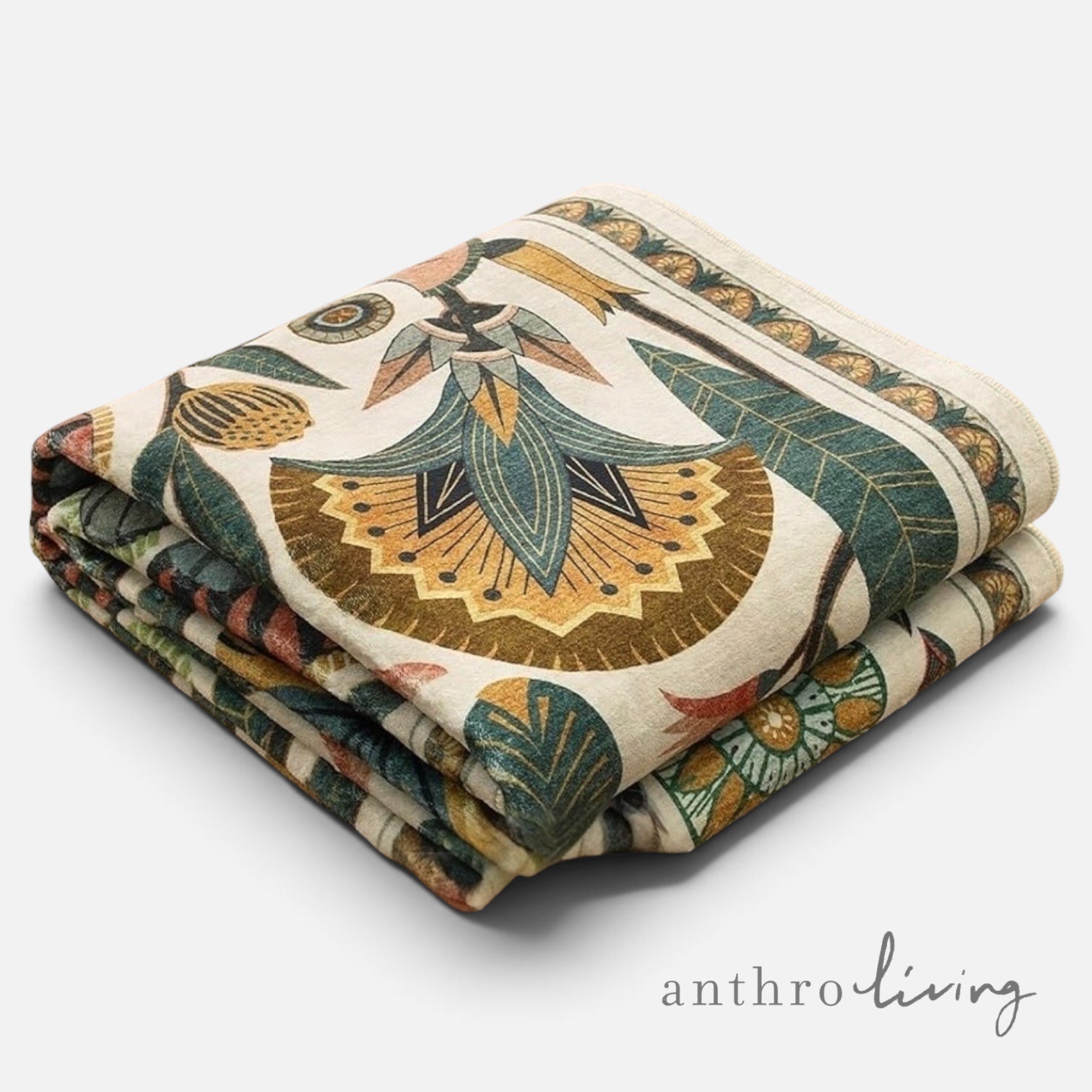 NEW Anthropologie Boho Egypt Floral Multicolor Washable Area Rug Carpet 5' x 7'