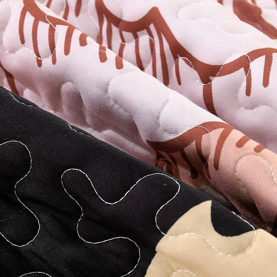 NEW Anthropologie Black & Pink Floral Boho Queen / King Bedding Quilt & Sham Set