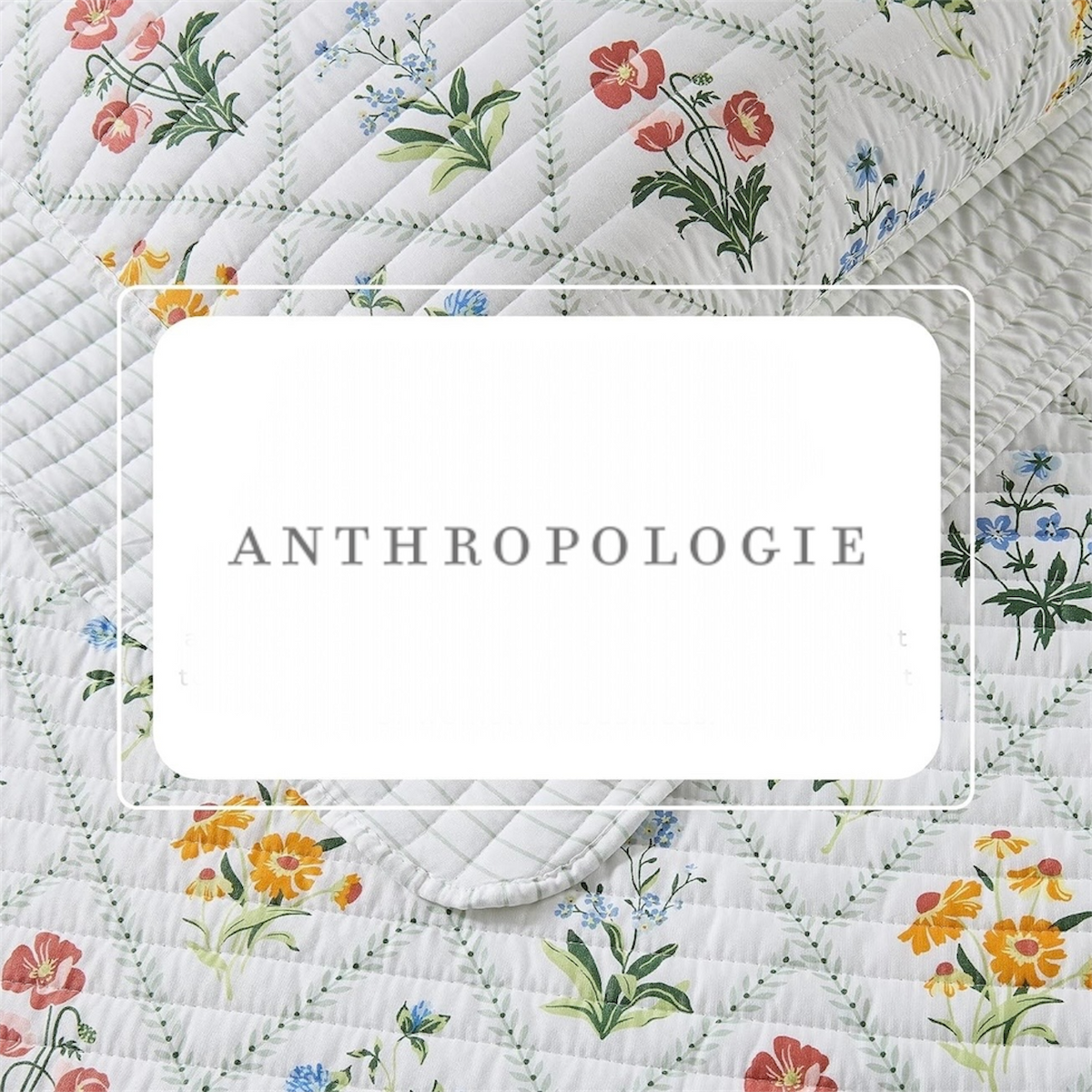 NEW Anthropologie Multicolor Floral Reversible Quilt Bedspread Bedding Sham Set