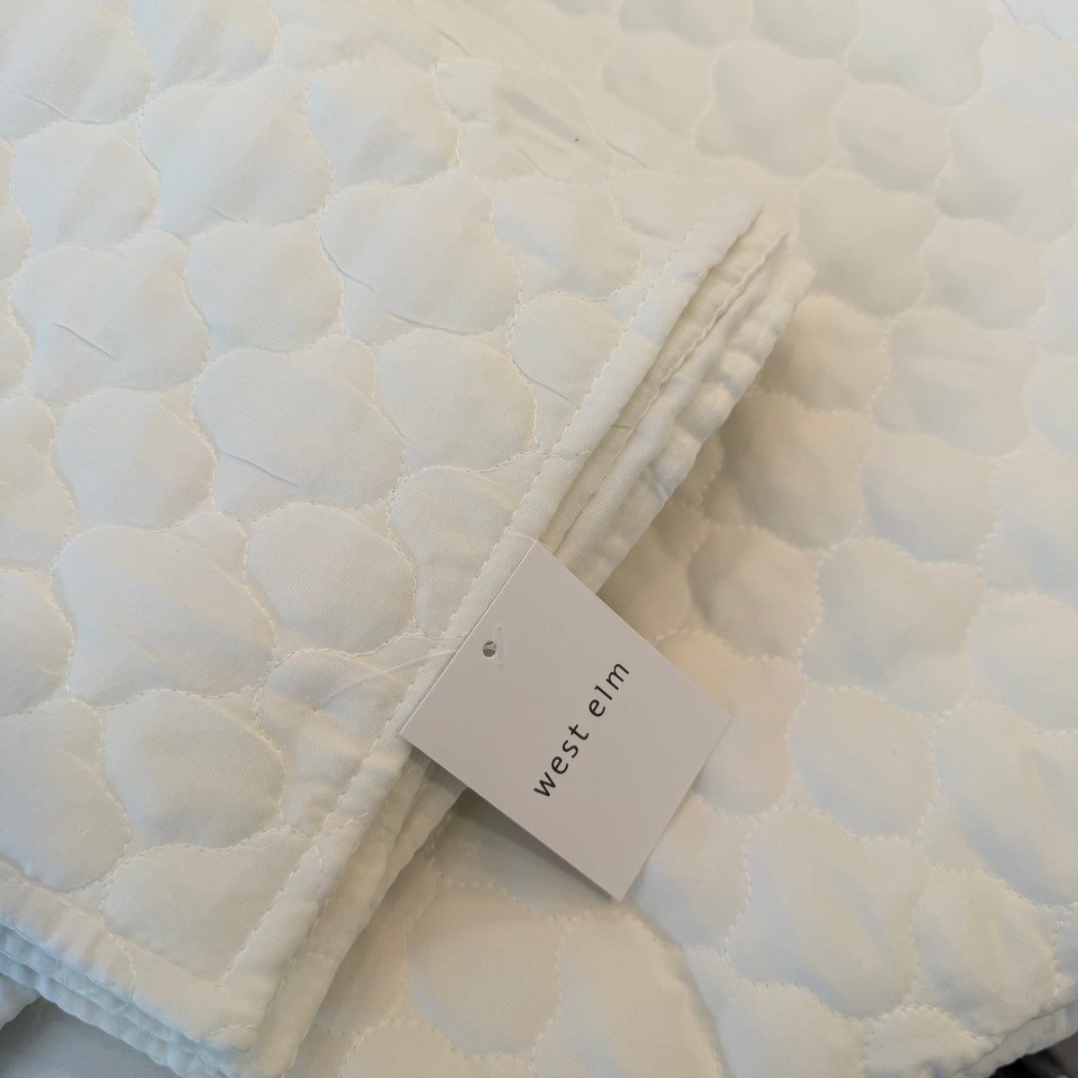 NEW West Elm Cream Ultra Soft Diamond Quilted Queen King Bedding Quilt Sham Set