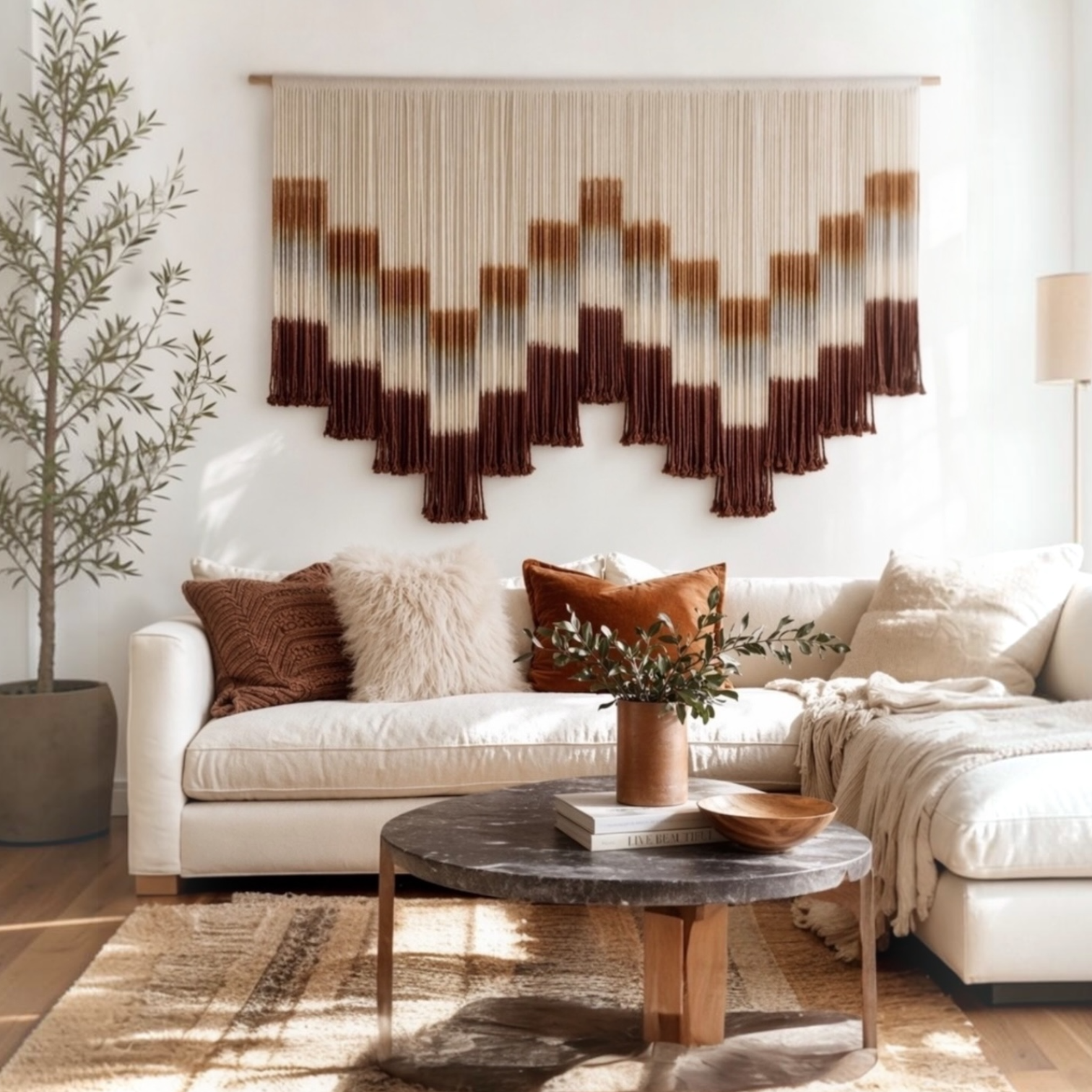 NEW Anthropologie  XL Boho Tapestry Macrame Woven Dyed Yarn Wall Hanging - 60"