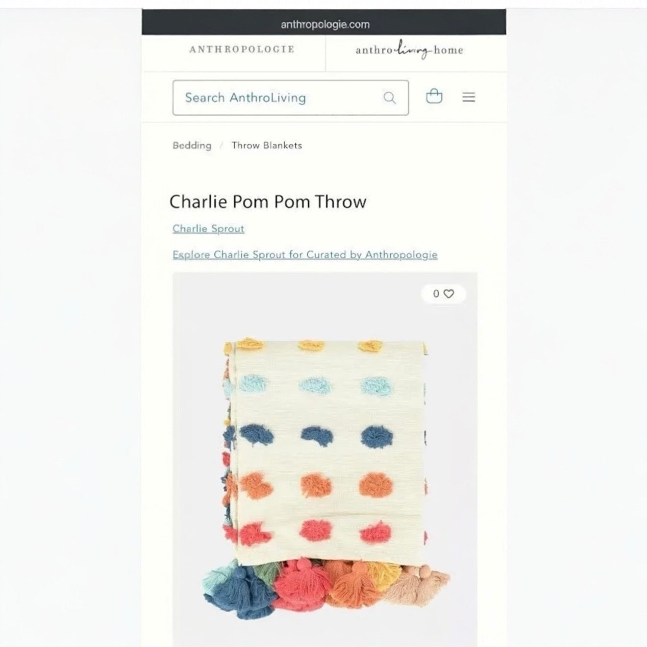 New Anthropologie Boho Tassel Pom Pom Colorful Throw Blanket Bedding - 50" x 60"