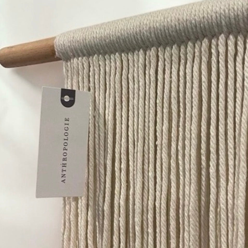 NEW Anthropologie XL Boho Tapestry Macrame Brown Dyed Yarn Wall Hanging 57 x 40