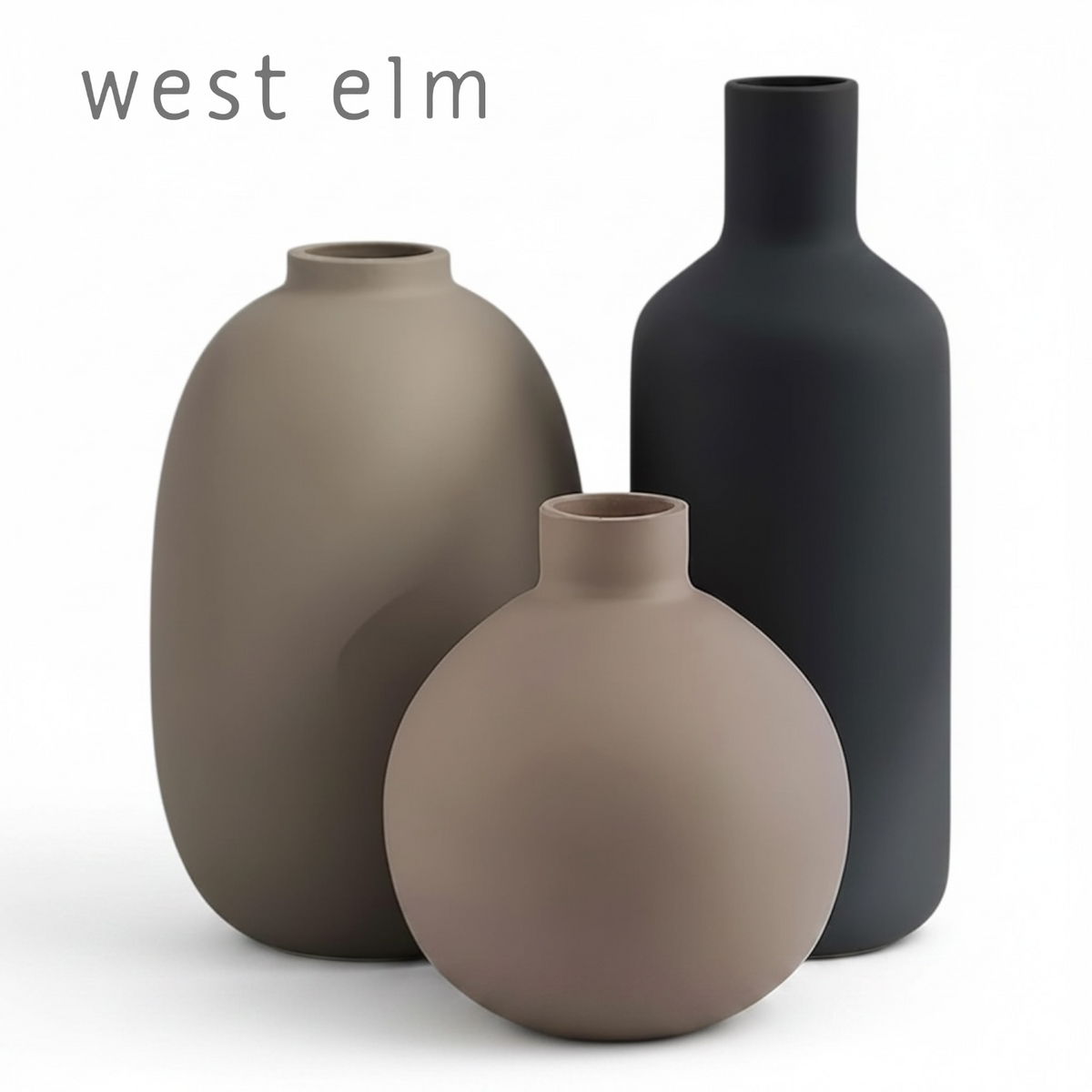NEW West Elm Ceramic Multicolor Matte Boho Flower Vases (Set of 3) Home Decor