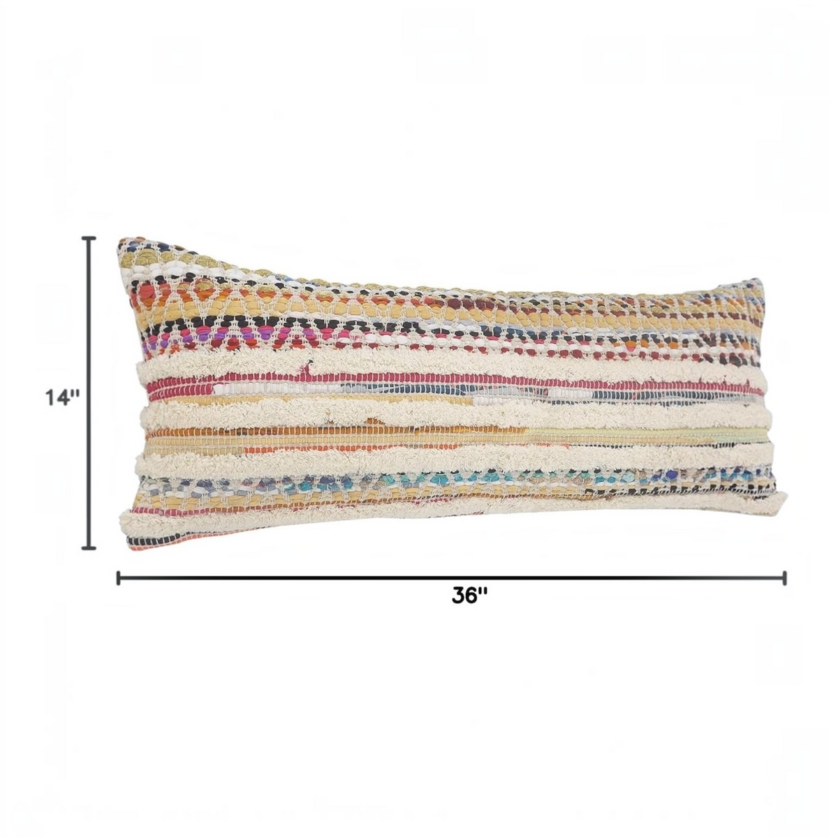 NEW Anthropologie XL Pillow & Insert Boho Lumbar Throw Colorful Woven 14" x 36"