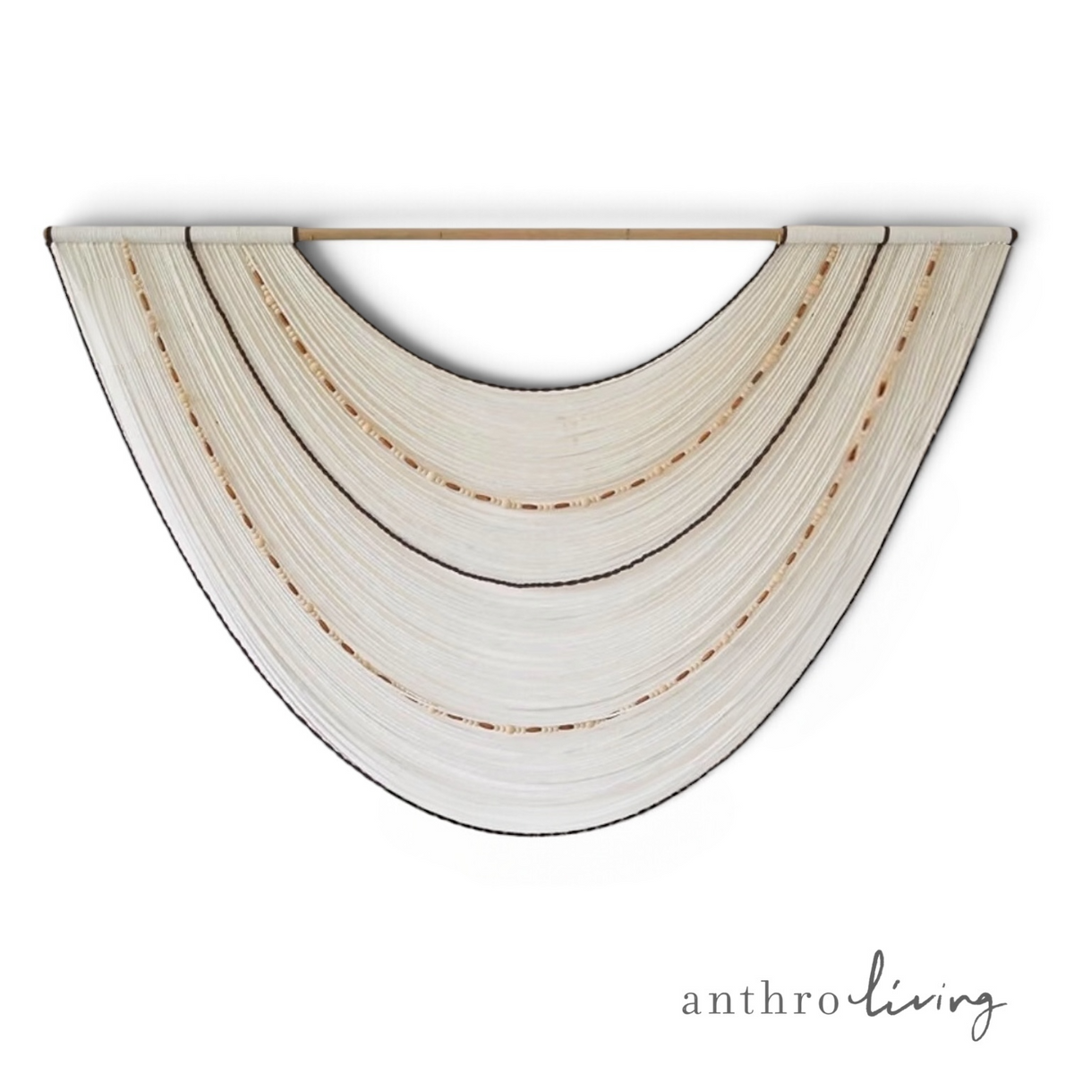 NEW Anthropologie Boho Tapestry Macrame Woven Swoop Beaded Wall Hanging 57 x 35