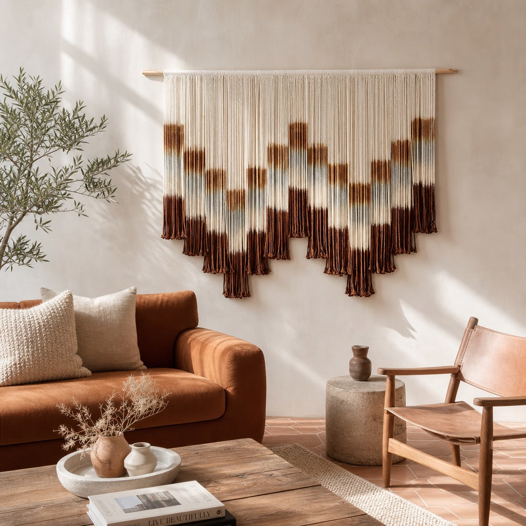 NEW Anthropologie  XL Boho Tapestry Macrame Woven Dyed Yarn Wall Hanging - 60"