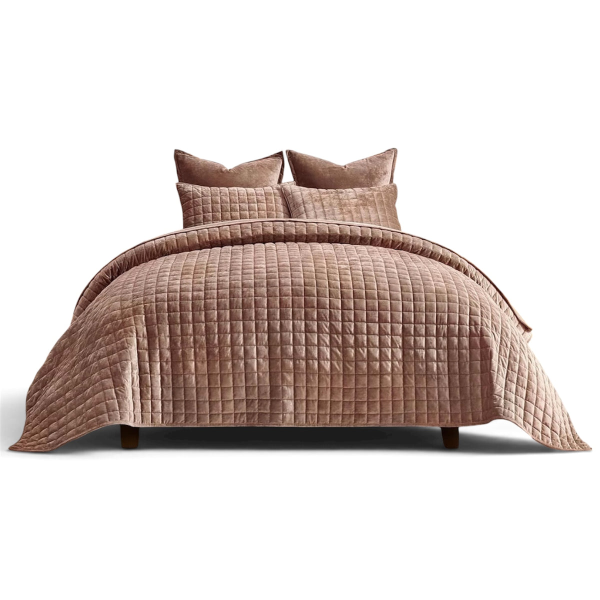 NEW West Elm Terracotta Velvet King / Queen Ultra Soft Bedding Quilt & Sham Set