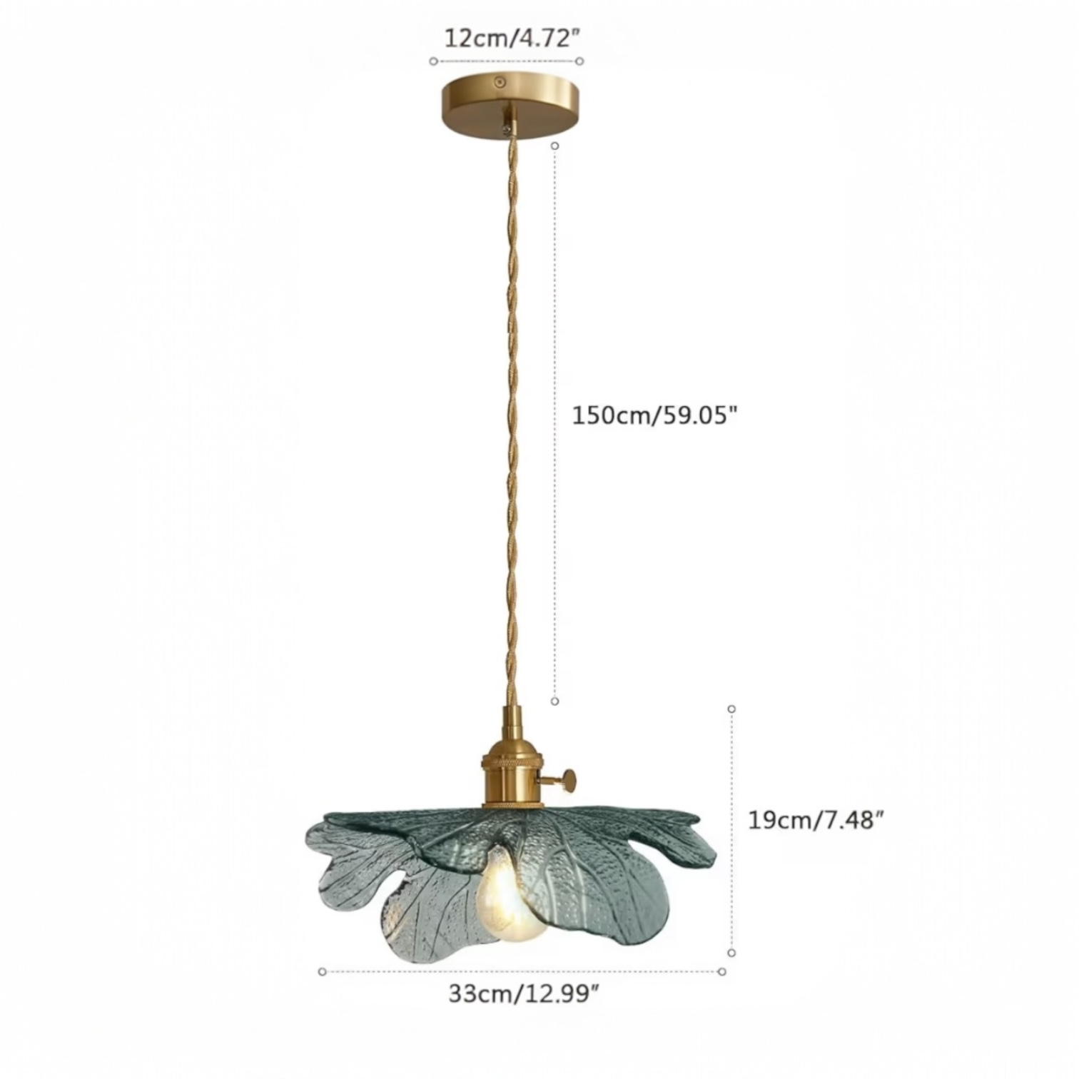 NEW Anthro Vintage Blue Glass Hanging Retro Gold Floral Pendant Light Fixture