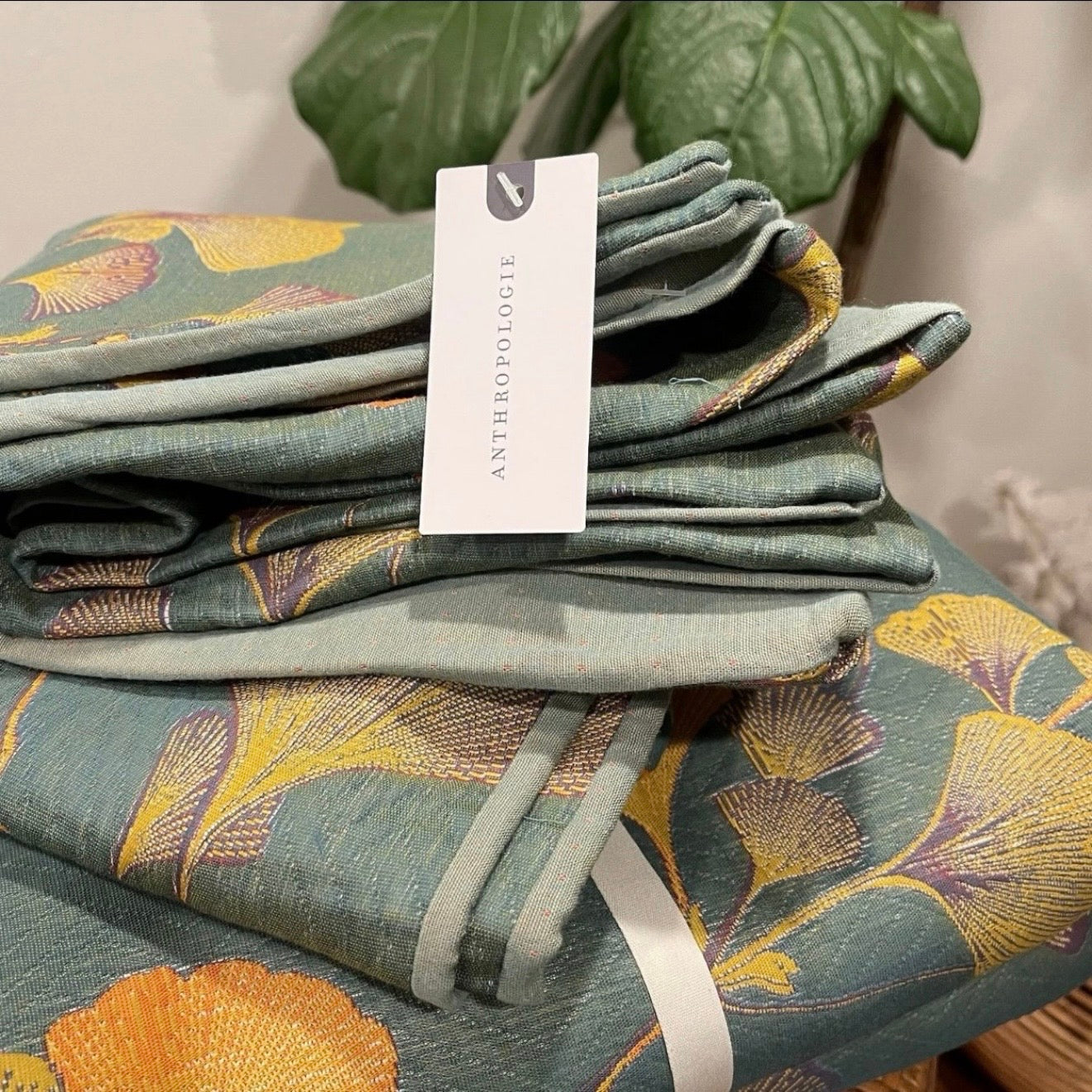 NEW Anthropologie Teal Orange Reversible Queen / King Bedspread Blanket Sham Set
