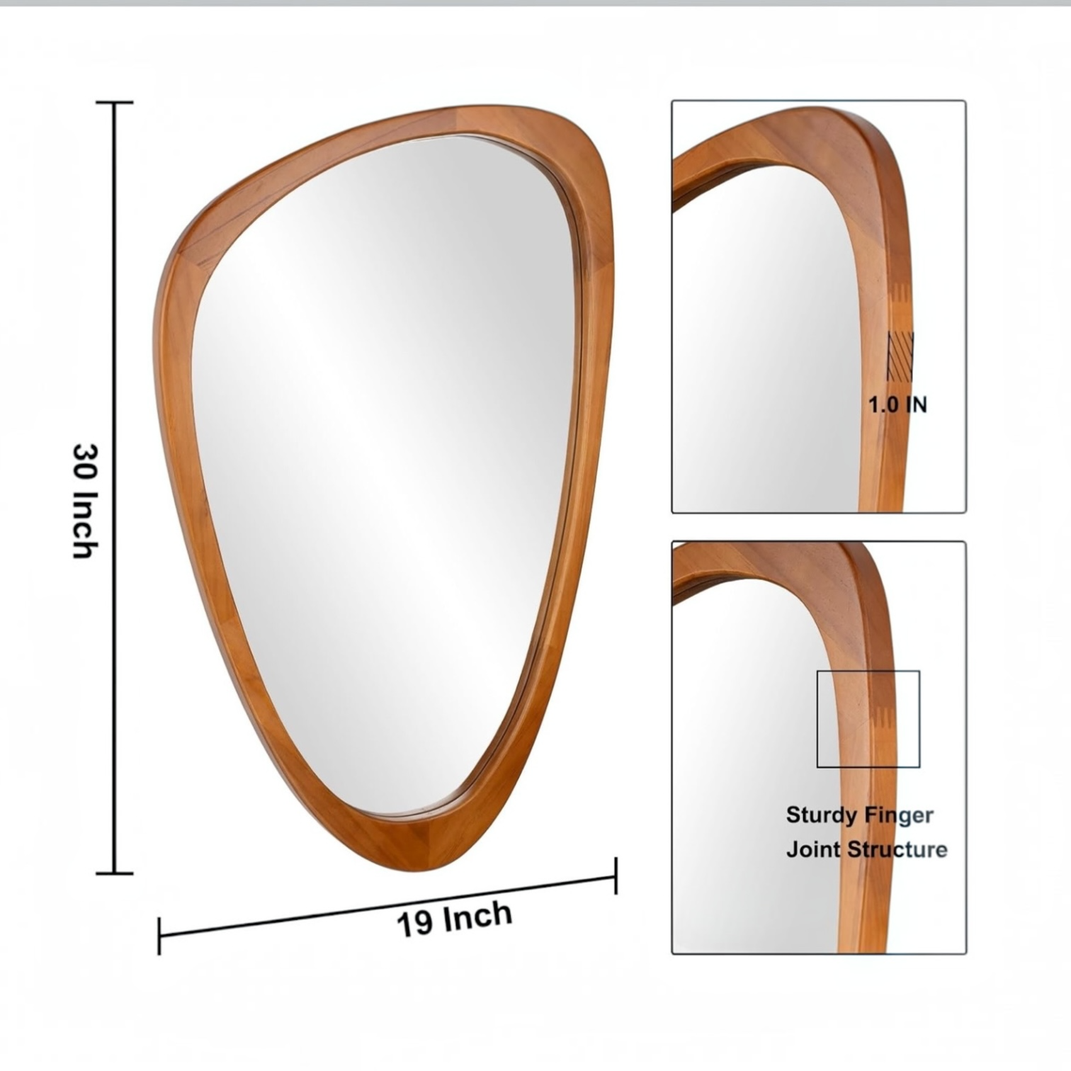 NEW West Elm Large Wood Frame Asymmetrical Wall Hanging Abstract Mirror 20 x 30