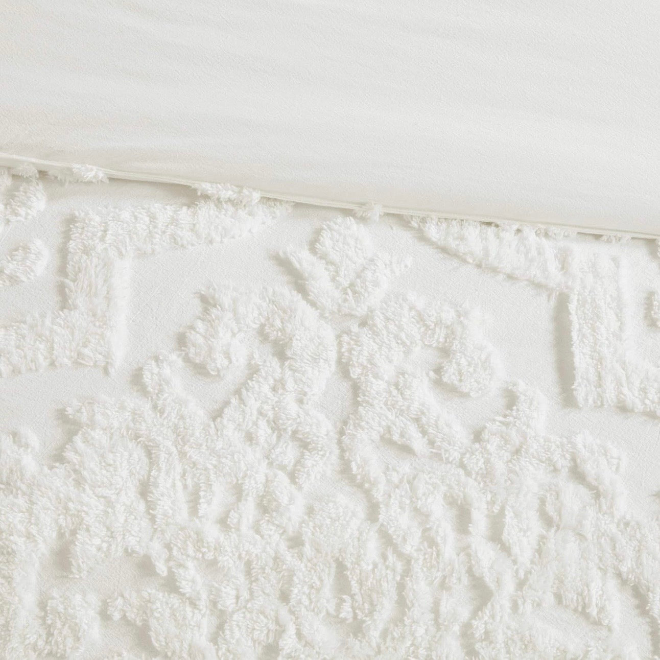 NEW Anthropologie White King Chenille Damask Duvet Bedspread Bedding & Sham Set