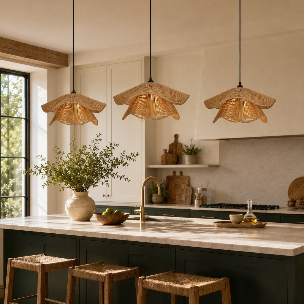 NEW West Elm Large Jute Woven Wavy Black Rope Chandelier Pendant Light Fixture