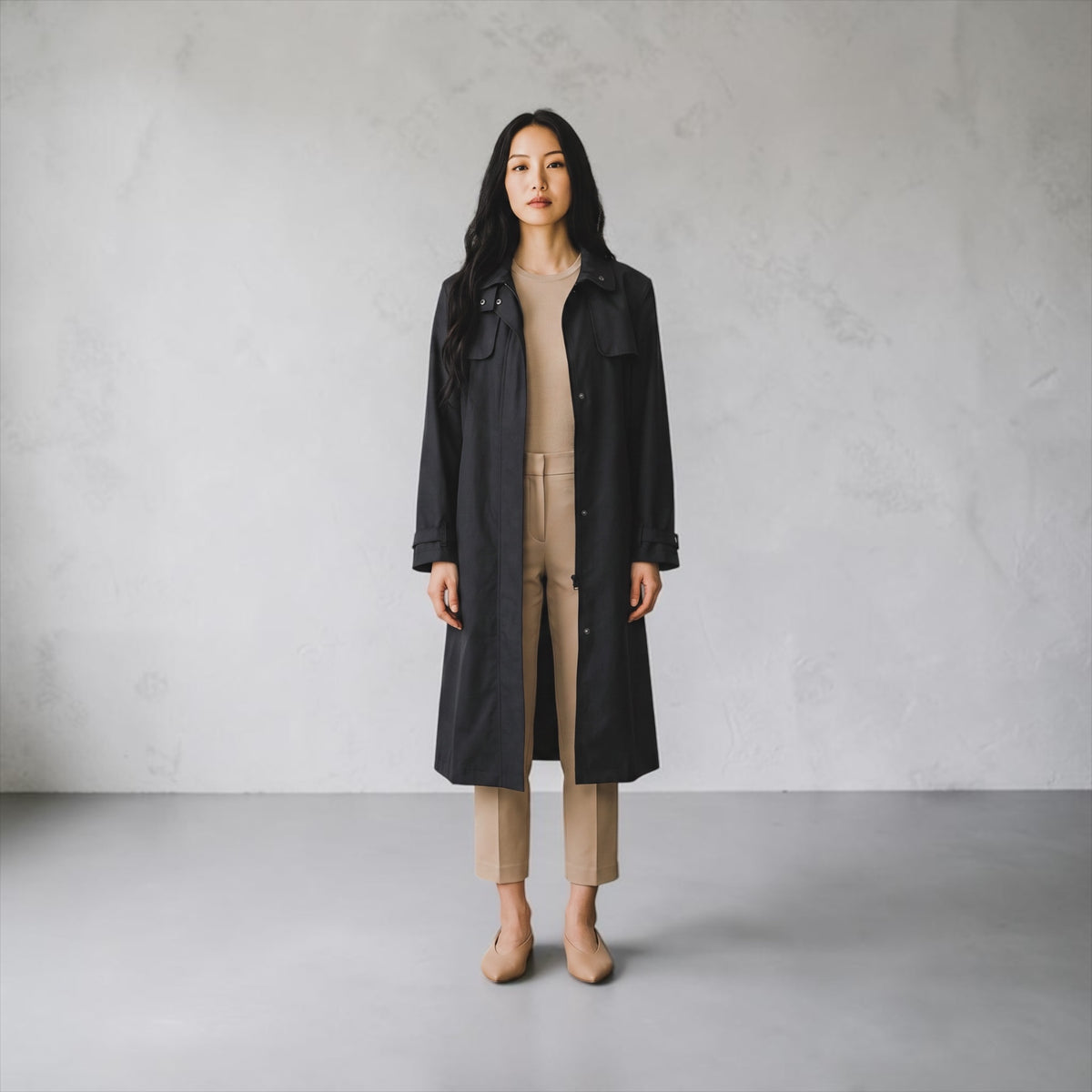 Burberry Women's Black Trench Coat Nylon Rain Coat Jacket - Size Large / 12 - 14