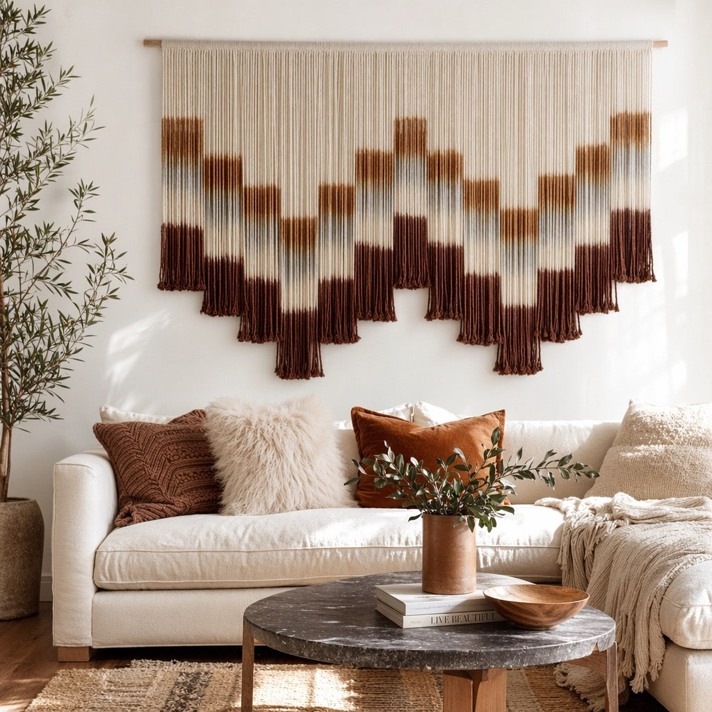 Anthropologie Large XL Boho Tapestry Macrame Woven Dyed Yarn Wall Hanging - 60"