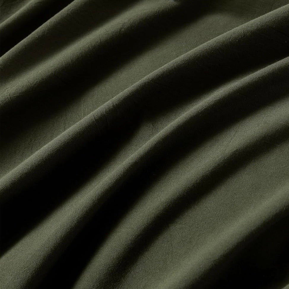 NEW West Elm Dark Green 100% Cotton Boho Queen Size Bedding Duvet Sham Case Set