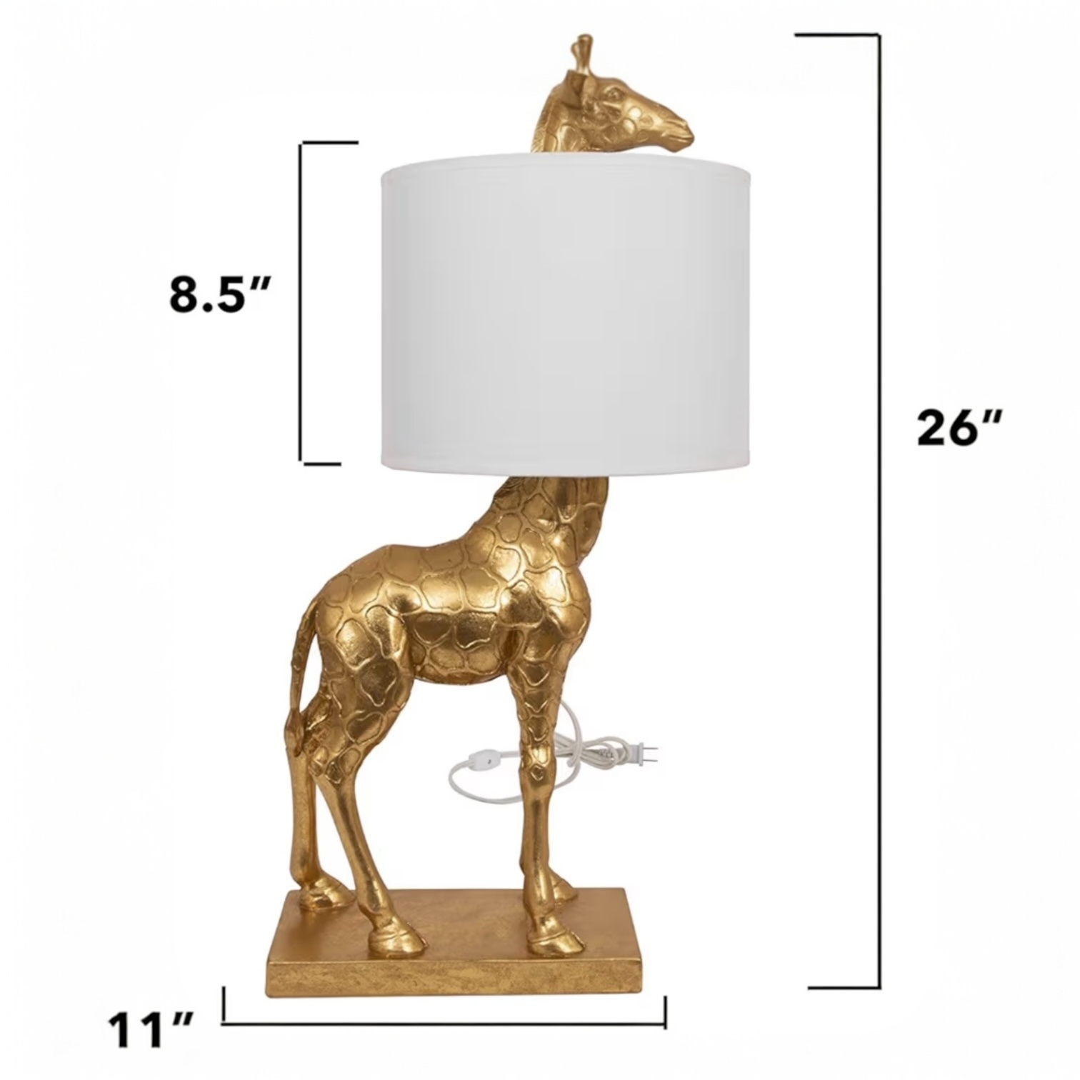 NEW Anthropologie Large Gold Boho Giraffe Table Lamp Lighting Art Deco Set - 26"