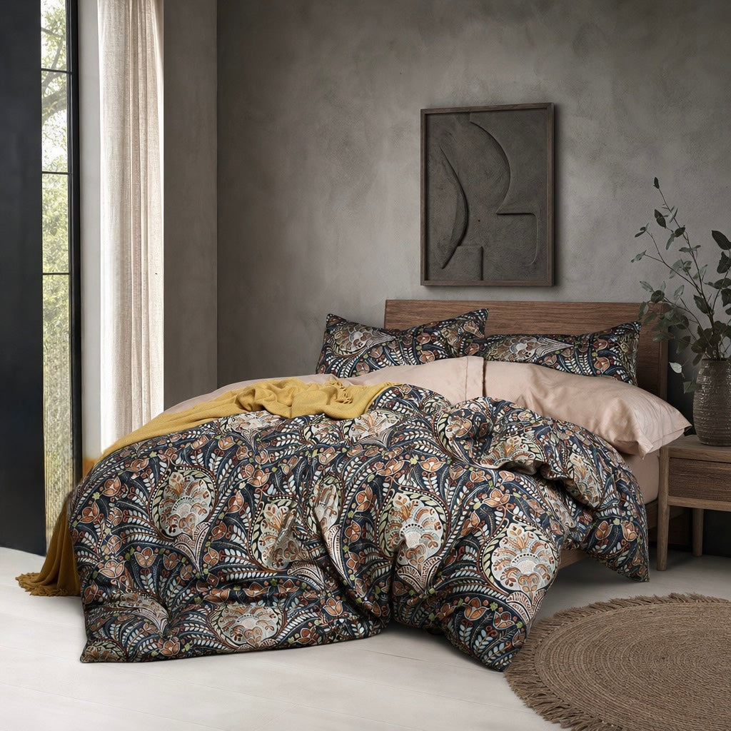 NEW Anthropologie Paisley Floral Multicolor Boho Queen / King Bedding Duvet Set