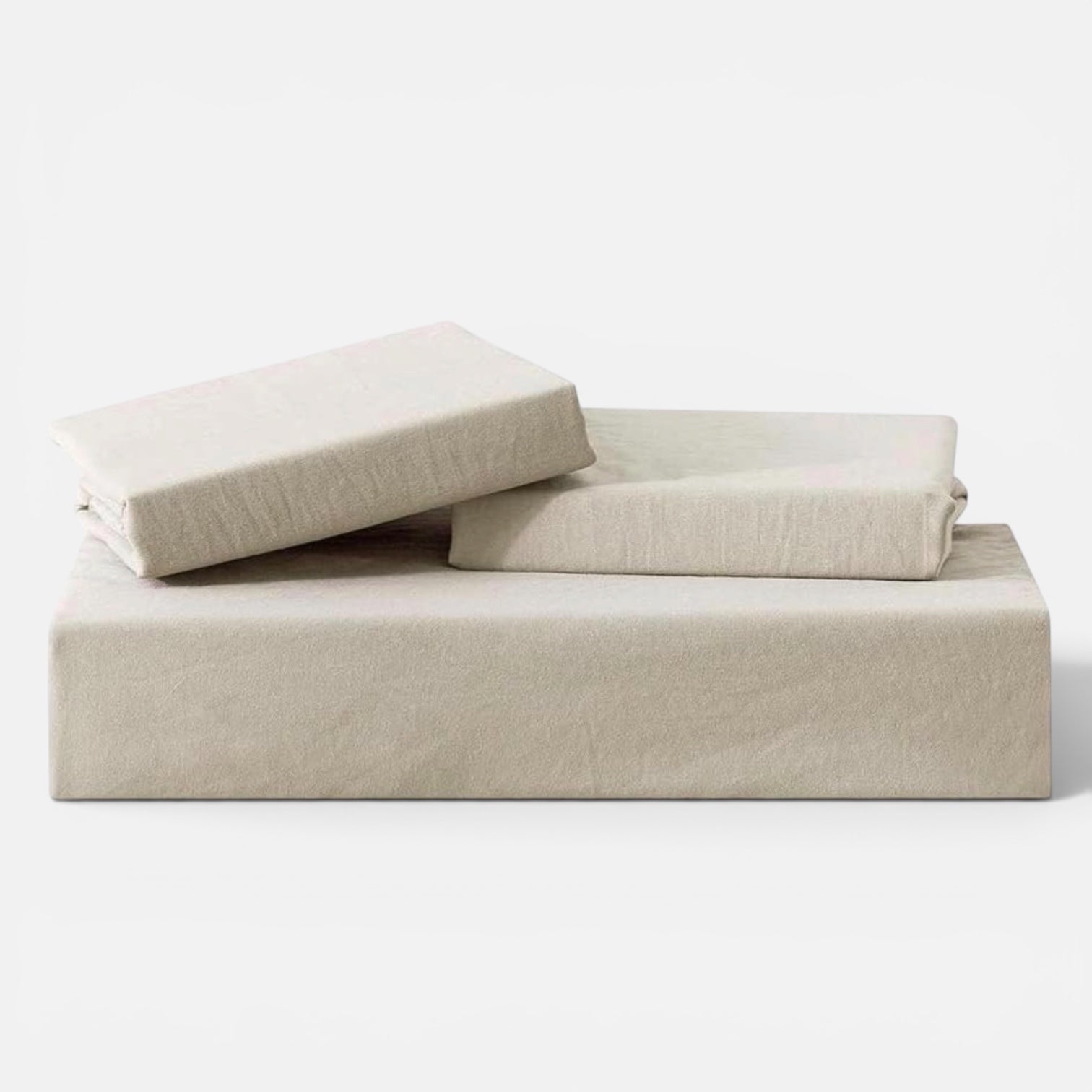 NEW West Elm Boho Beige Khaki Bow Queen Size Soft Washed Bedding Duvet & Sham Set