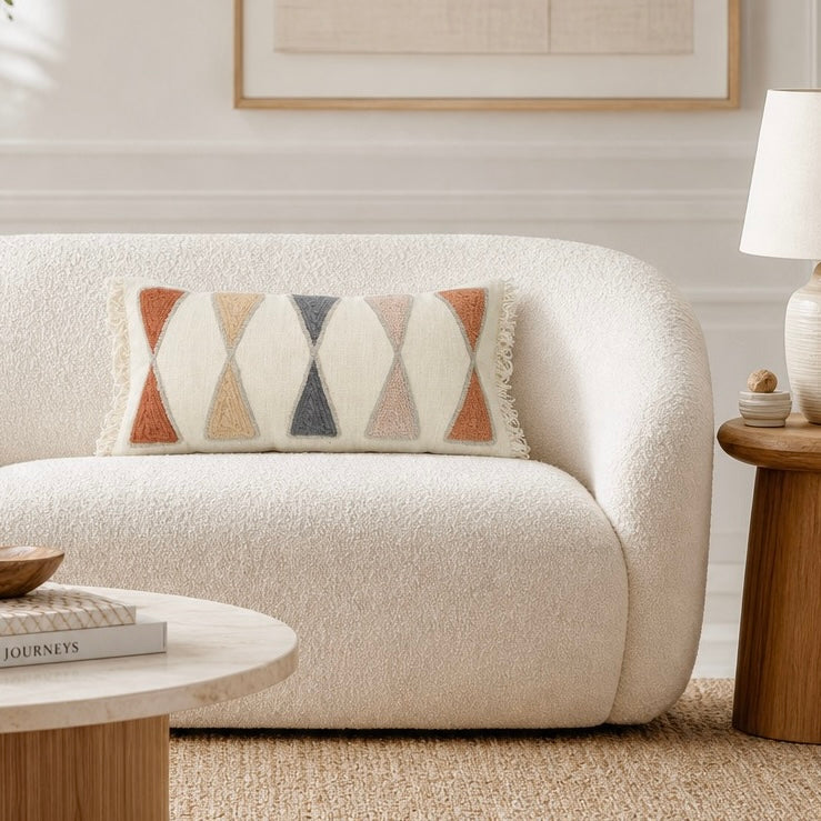 NEW Anthropologie Boho Tassel Woven Knit Lumbar Throw Pillow & Insert - 12 x 24