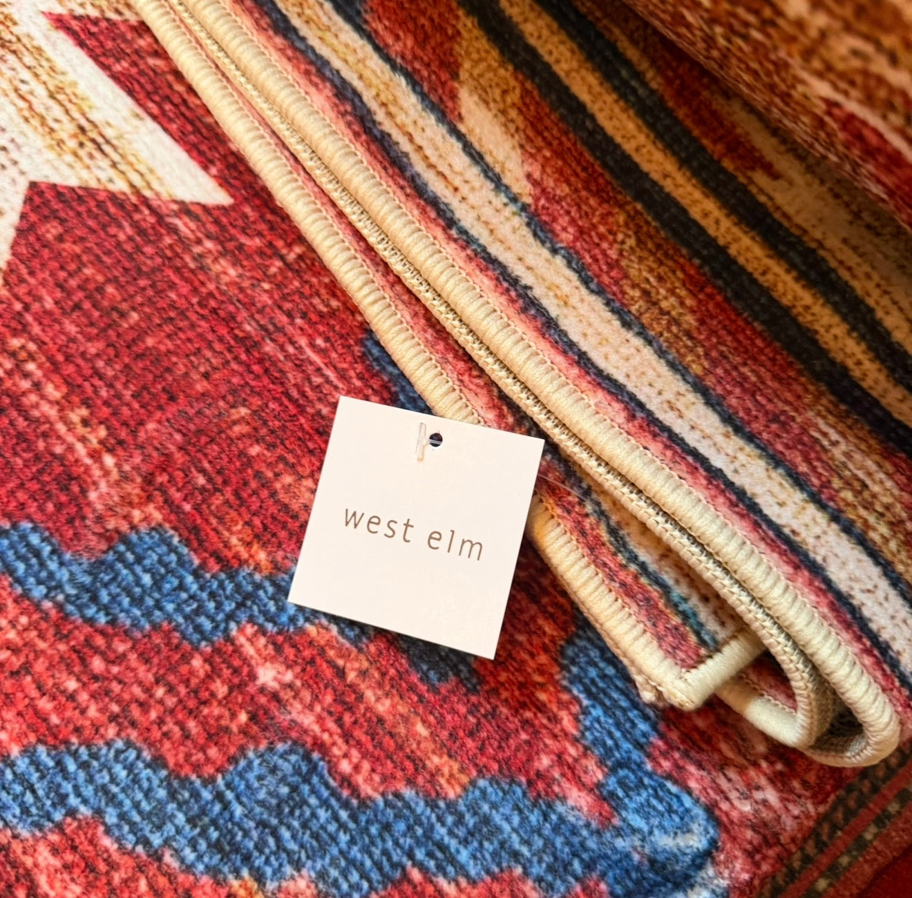 NEW West Elm Red Moroccan Boho Tribal Washable Low Pile Area Rug Carpet 8' x 10'