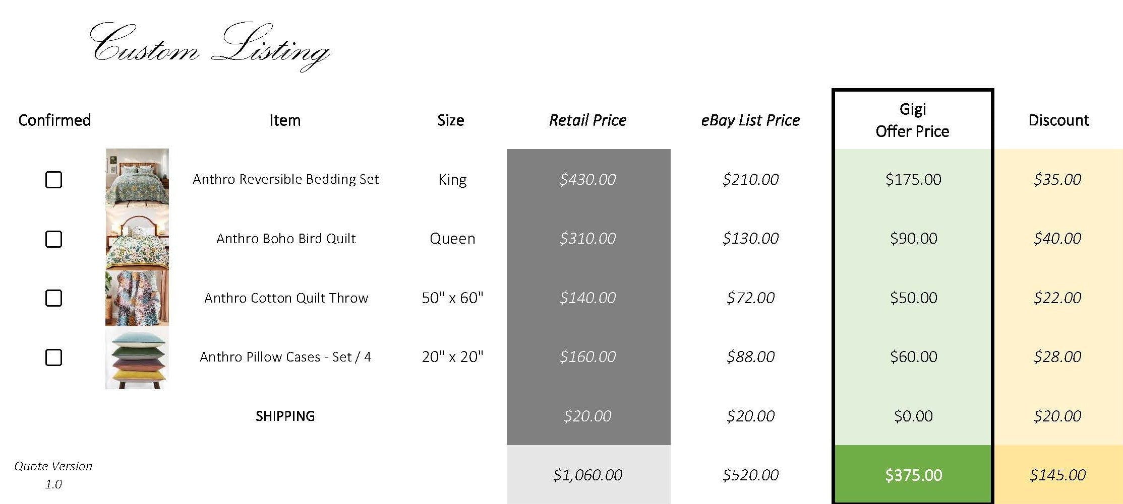 Custom Bundle Listing - Gigi