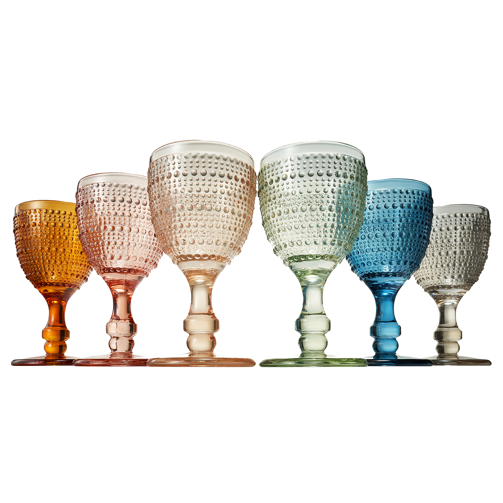 Tonal Hobnail Goblet, Stemmed Wine Glassware, Set of 6
