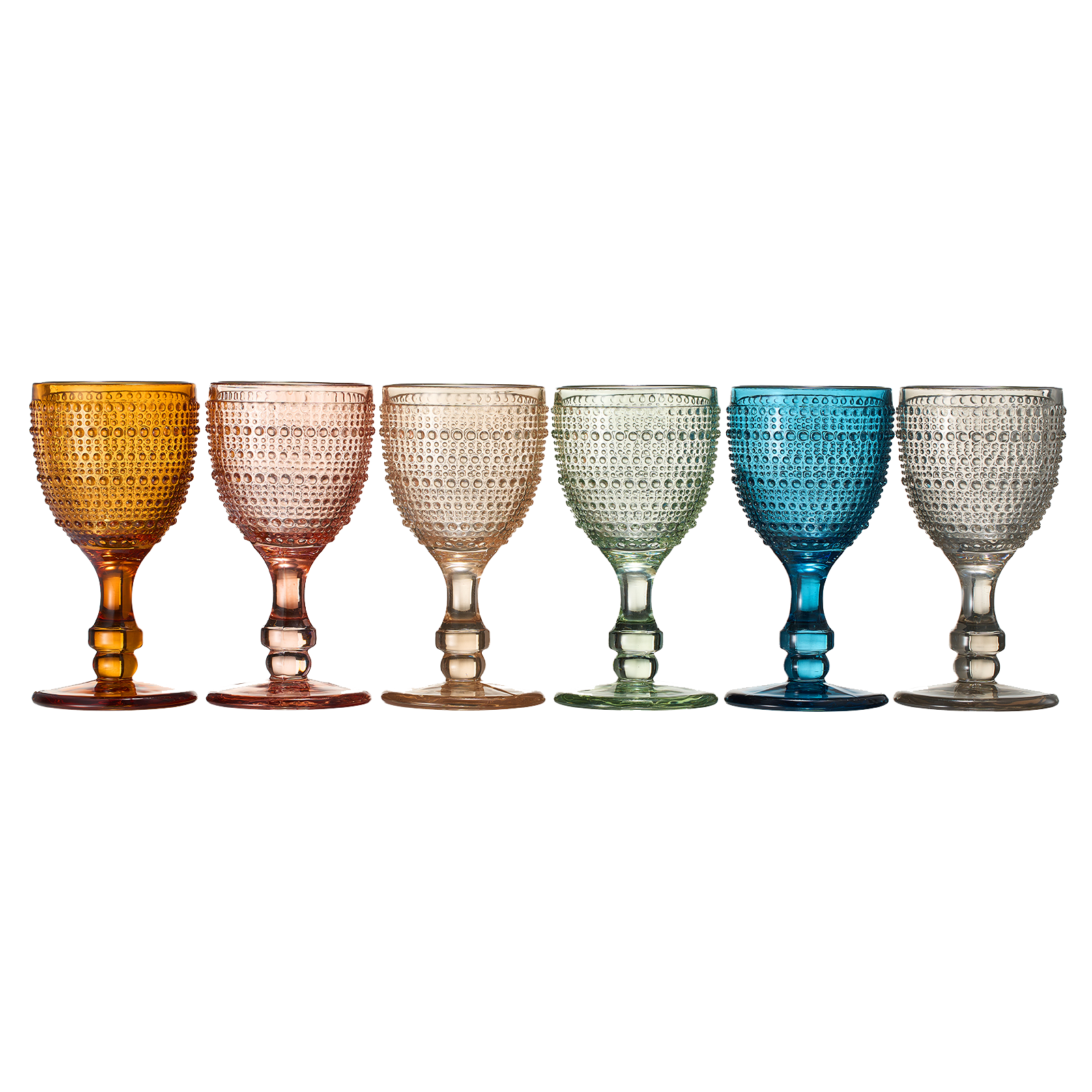 Tonal Hobnail Goblet, Stemmed Wine Glassware, Set of 6