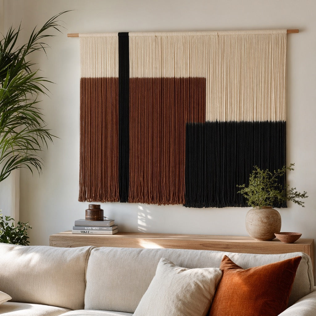 Anthropologie Large XL Boho Tapestry Macrame Woven Dyed Yarn Wall Hanging - 60"