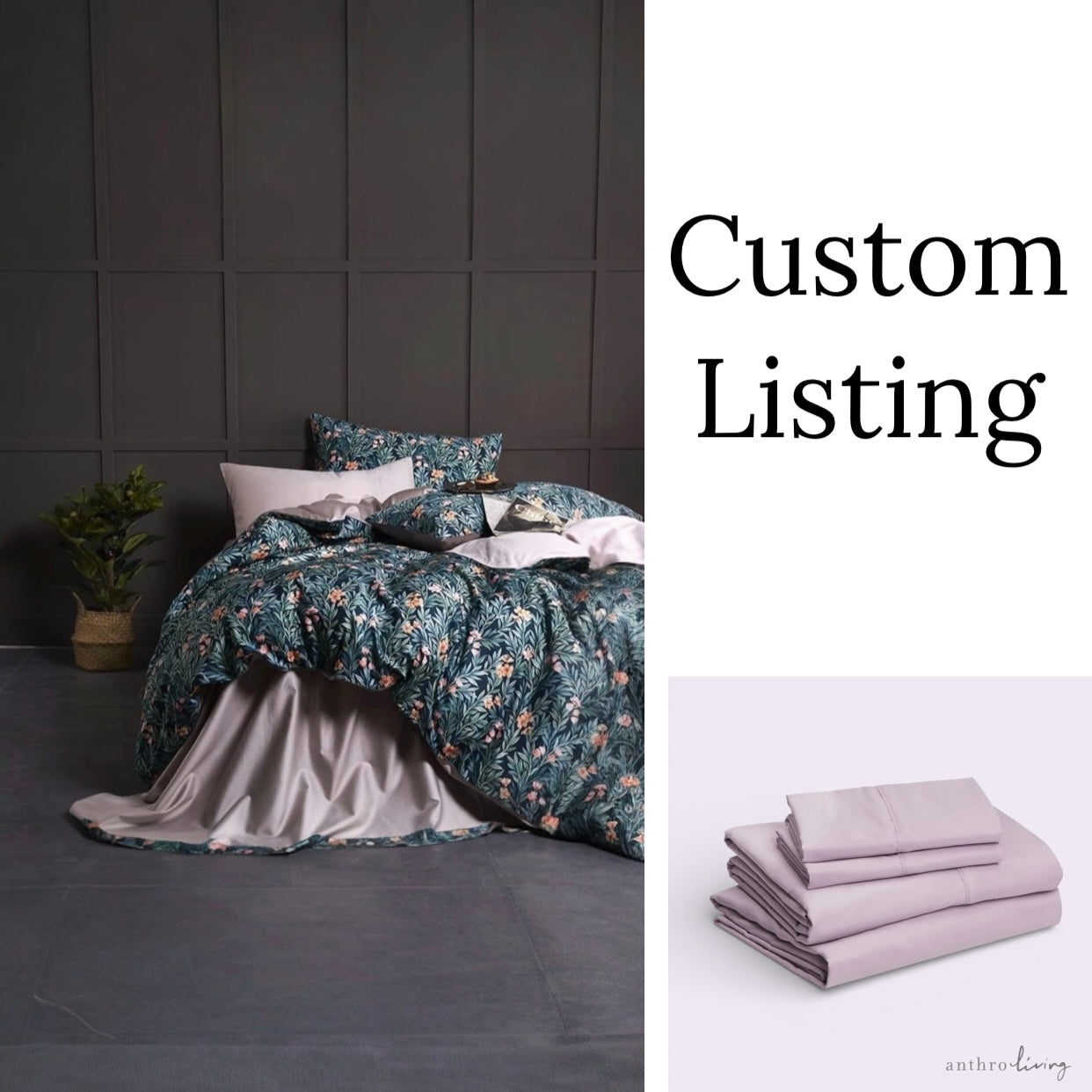 Custom Listing for Monakita - NEW Anthropologie Blue Paisley Boho King Duvet & Floral Sham Case Set with Matching King Sheets
