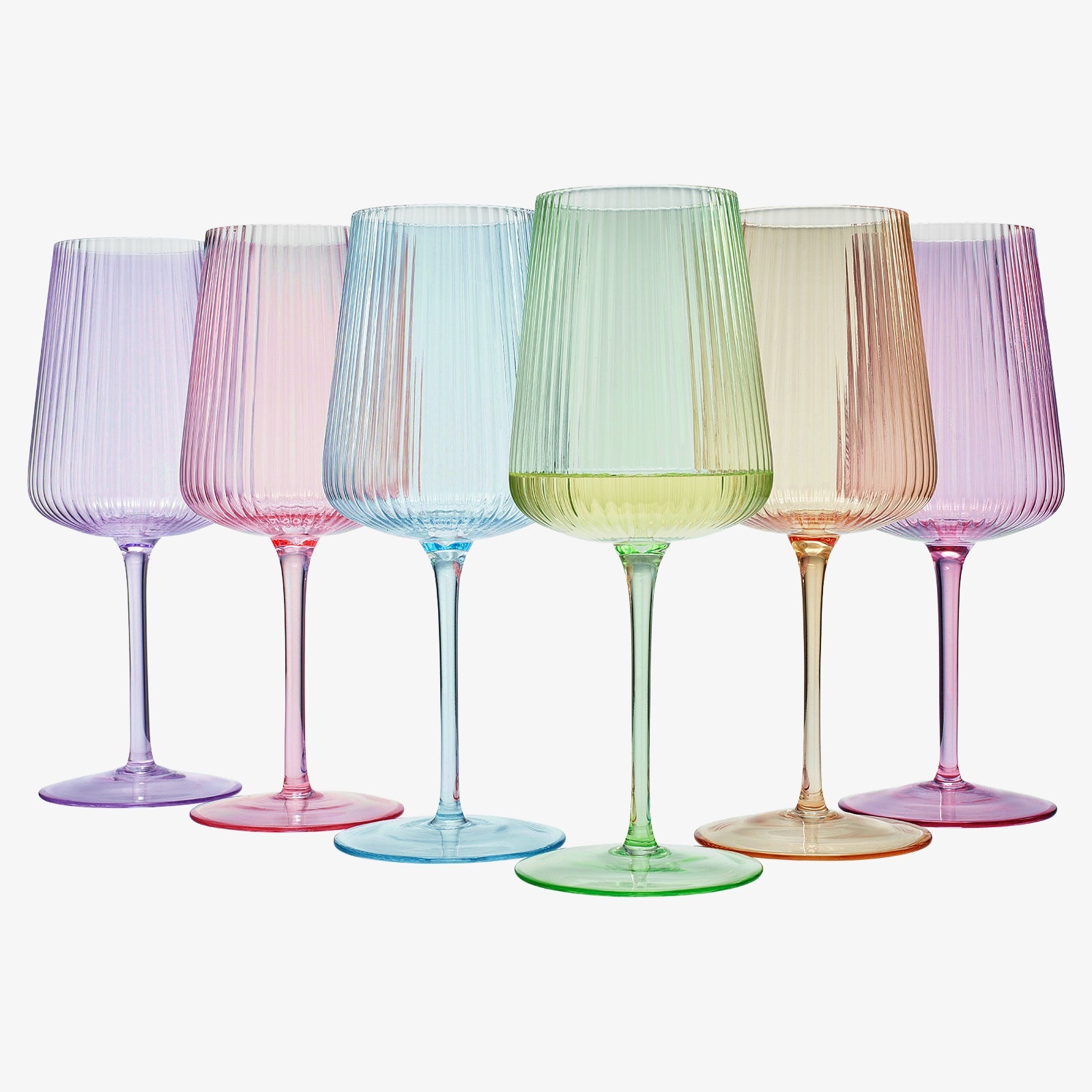 Monet Ribbed Stemmed Wine Glassware, Set of 6