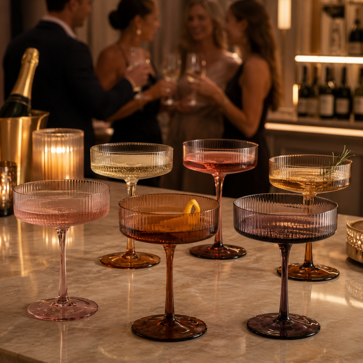 Venus Champagne Coupe Cocktail Glassware, Set of 6