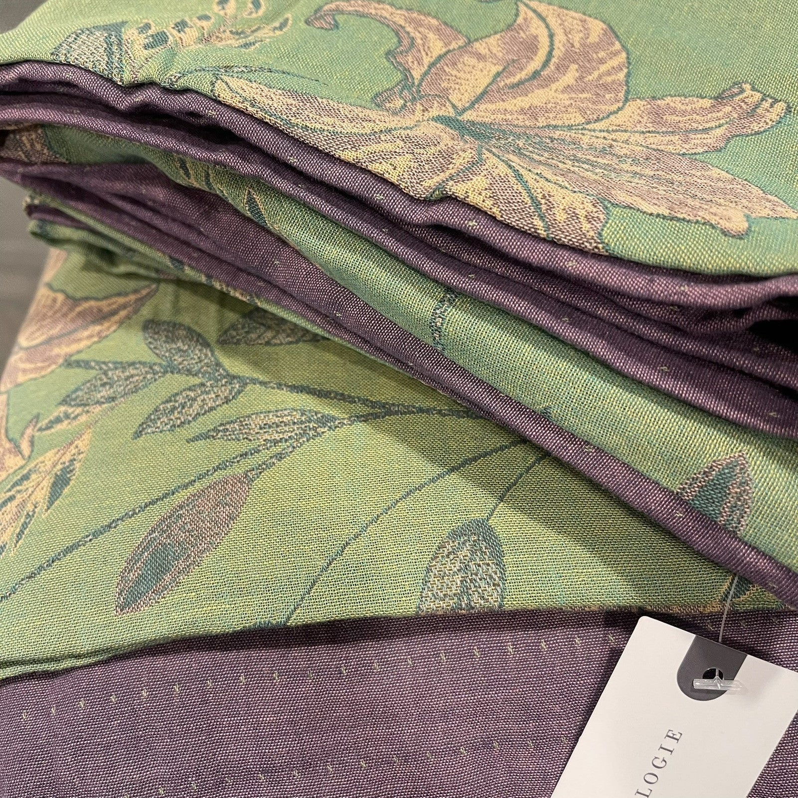 NEW Anthropologie Green Purple Floral Linen Boho Queen Bedding Duvet & Sham Set