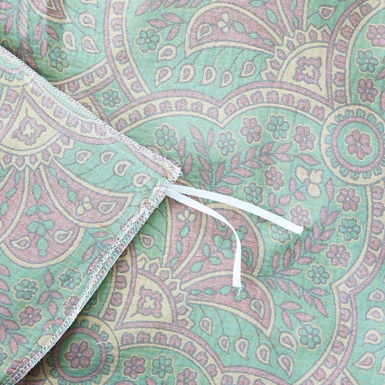 NEW Anthropologie Green Pink Paisley Cotton Boho Queen Bedding Duvet Sham Set