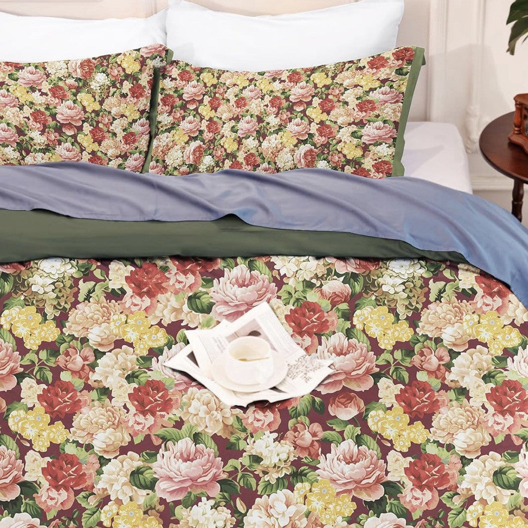 NEW Anthropologie Floral Colorful 100% Cotton Boho King Bedding Duvet Sham Set