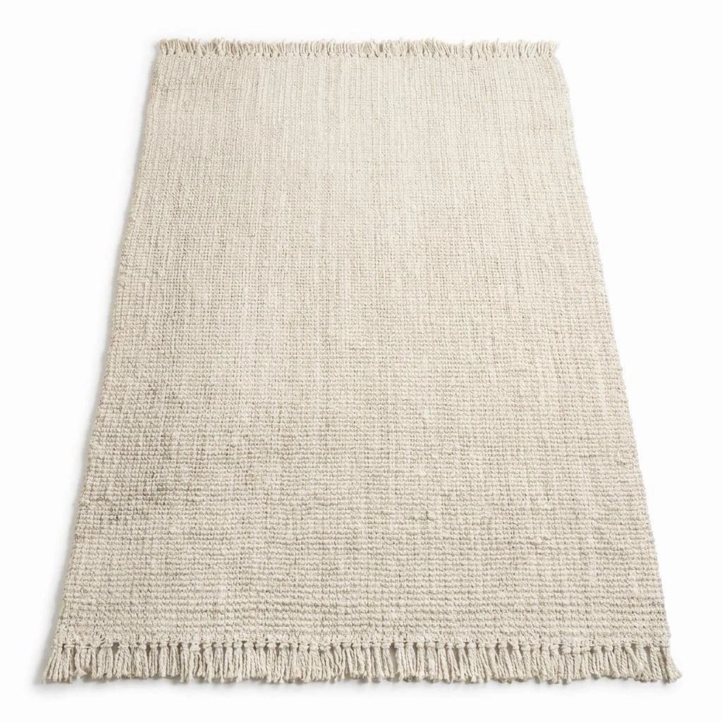 NEW West Elm White Beige Boho Jute Chunky Woven Moroccan Area Rug Carpet 5' x 8'