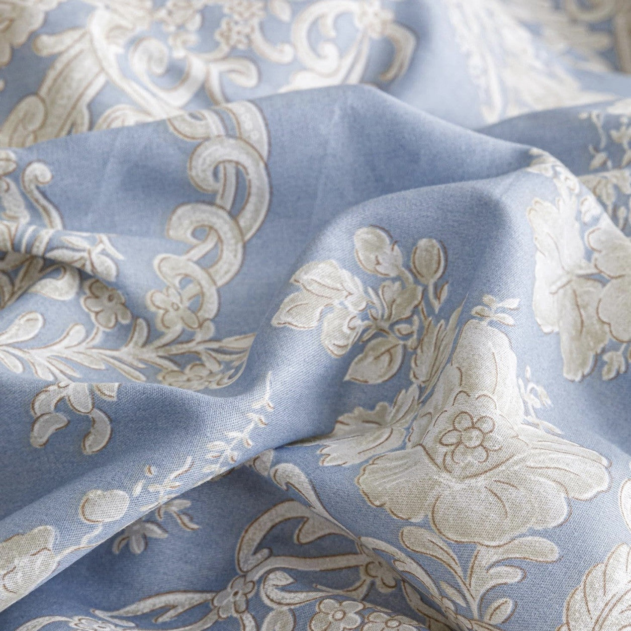 NEW Anthropologie Blue Damask Lux 100% Cotton Boho King Bedding Duvet Sham Set