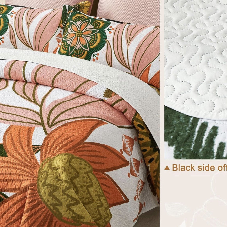 NEW Anthropologie King Floral Boho Reversible Quilt Bedspread Blanket Sham Set