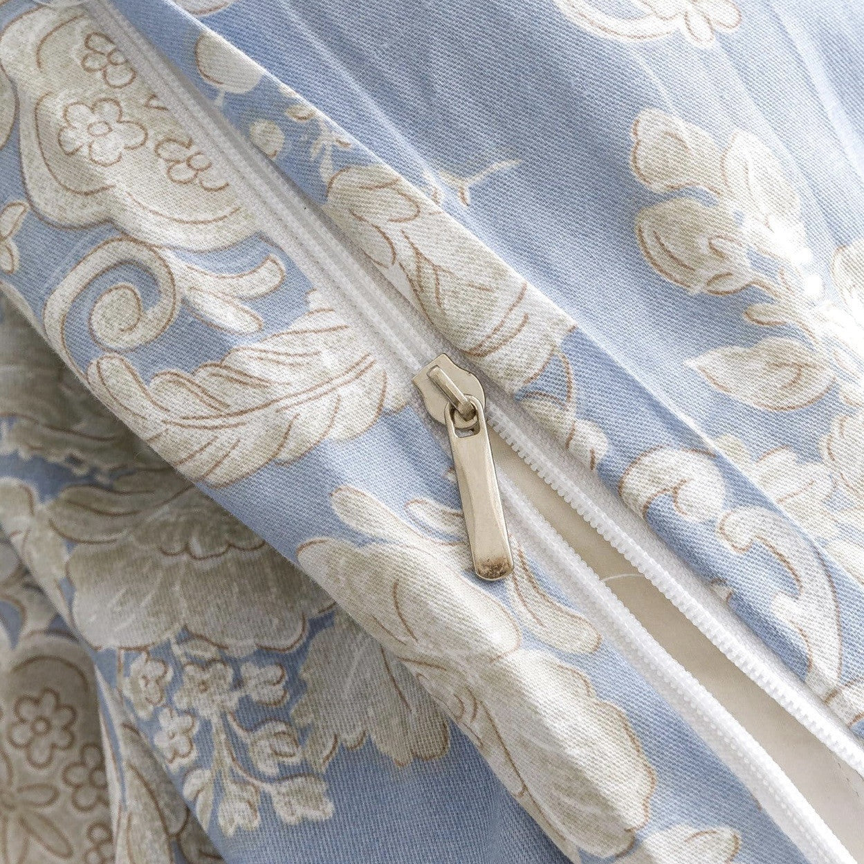 NEW Anthropologie Blue Damask Lux 100% Cotton Boho Queen Bedding Duvet Sham Set