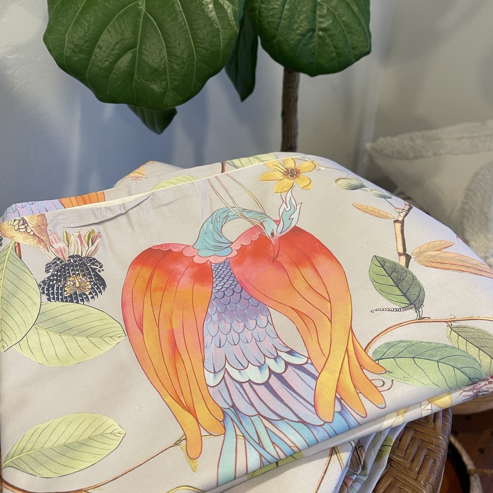 NEW Anthropologie Boho Queen Floral Bird Print Bedding Duvet Floral Sham Set