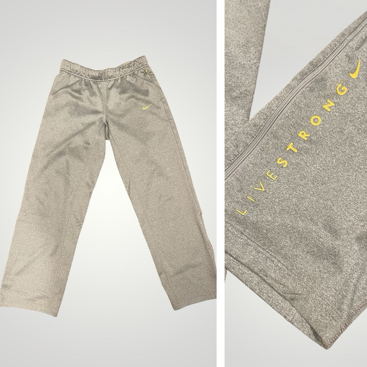 Nike Grey Therma-Fit Livestrong Logo Drawstring Joggers Sweatpants - Size Medium